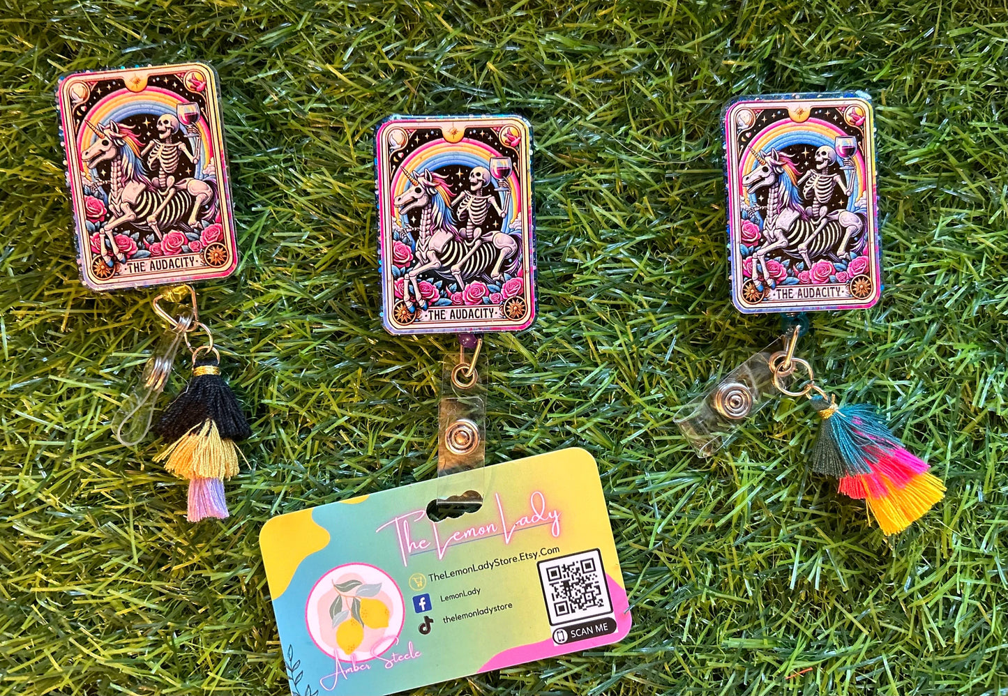 Funny Nurse Badge Reel – “The Audacity” Tarot Badge, Sarcastic Work ID Holder, Medical ID Badge for Healthcare Workers
