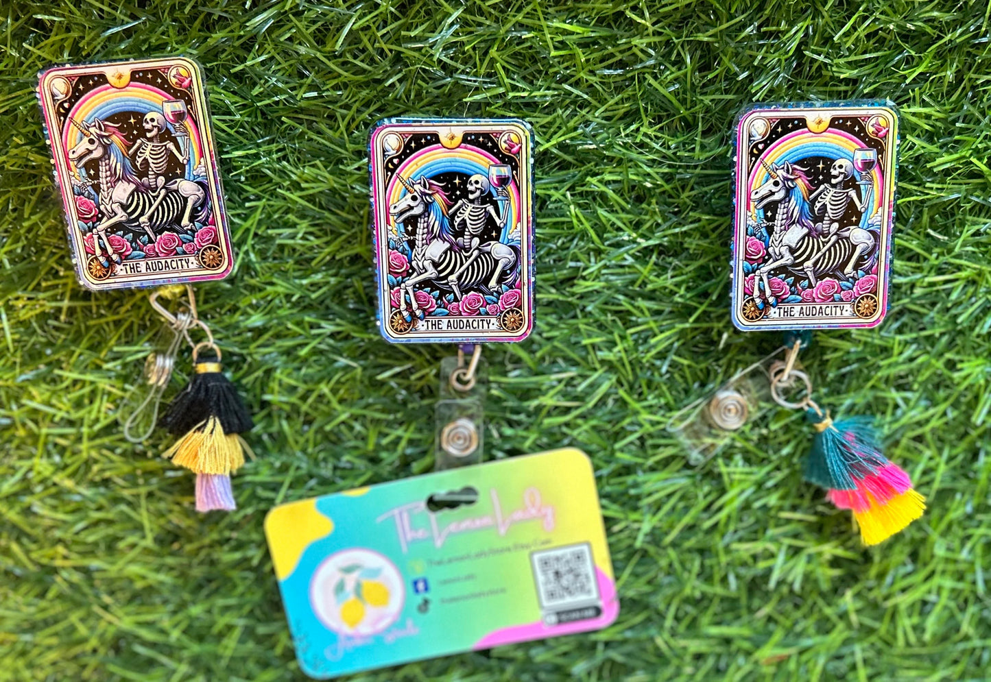 Funny Nurse Badge Reel – “The Audacity” Tarot Badge, Sarcastic Work ID Holder, Medical ID Badge for Healthcare Workers