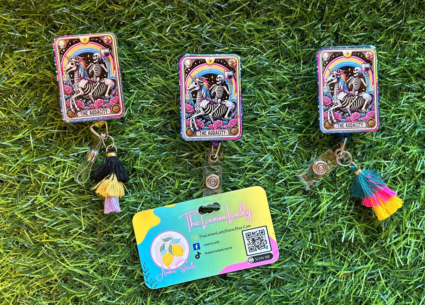 Funny Nurse Badge Reel – “The Audacity” Tarot Badge, Sarcastic Work ID Holder, Medical ID Badge for Healthcare Workers