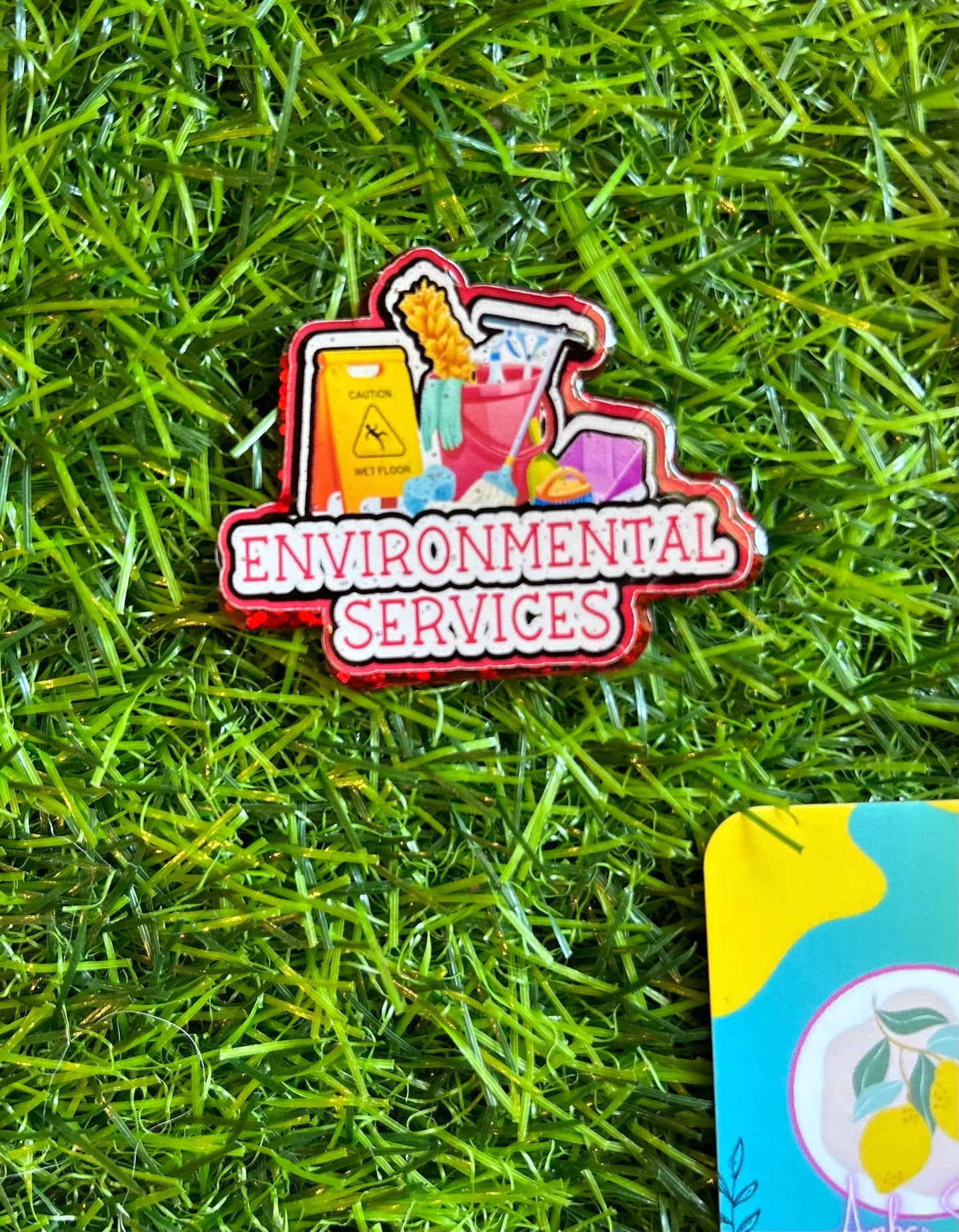 EVS Badge Reel – Environmental Services Appreciation Gift, Housekeeping ID Clip, Janitorial Staff Badge Holder