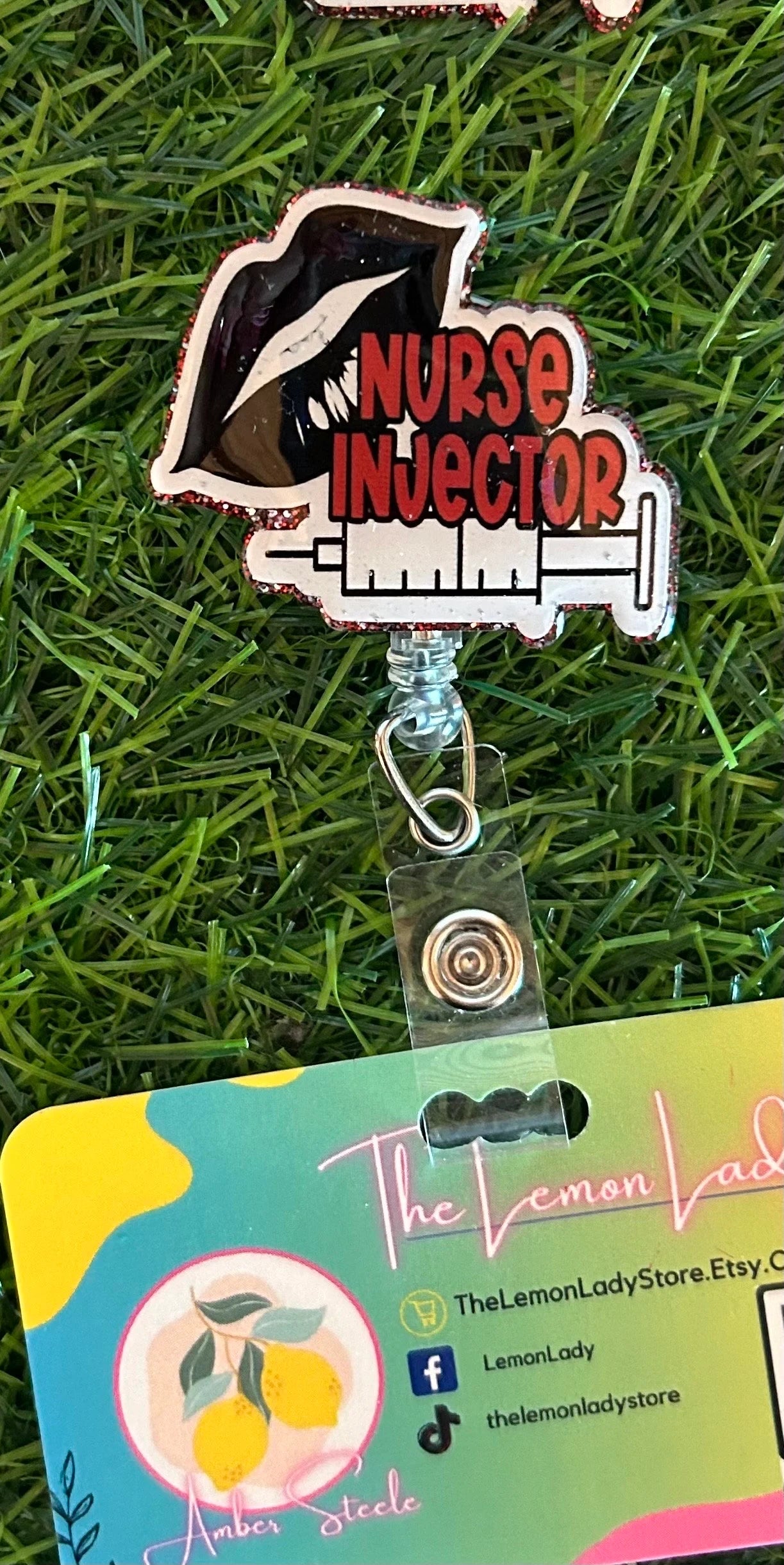 Cosmetic Nurse Badge Reel | Nurse Injector Badge | Aesthetic RN Accessory | Funny Syringe ID Holder | Medical Badge Clip for Med Spa