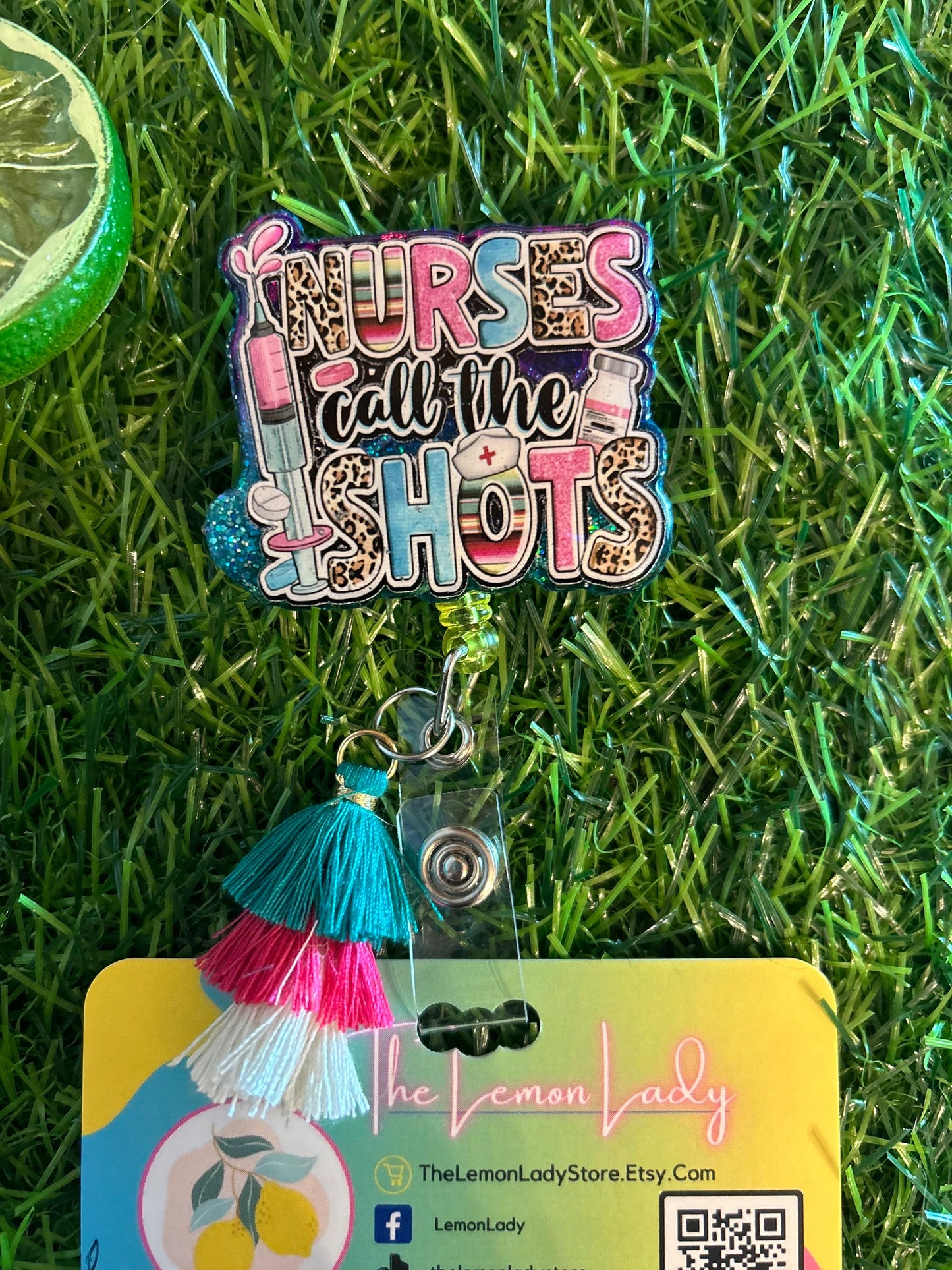 Nurses Call the Shots Badge Reel – Funny Nurse Badge, Cute Tassel ID Clip, RN/ER Gift Idea