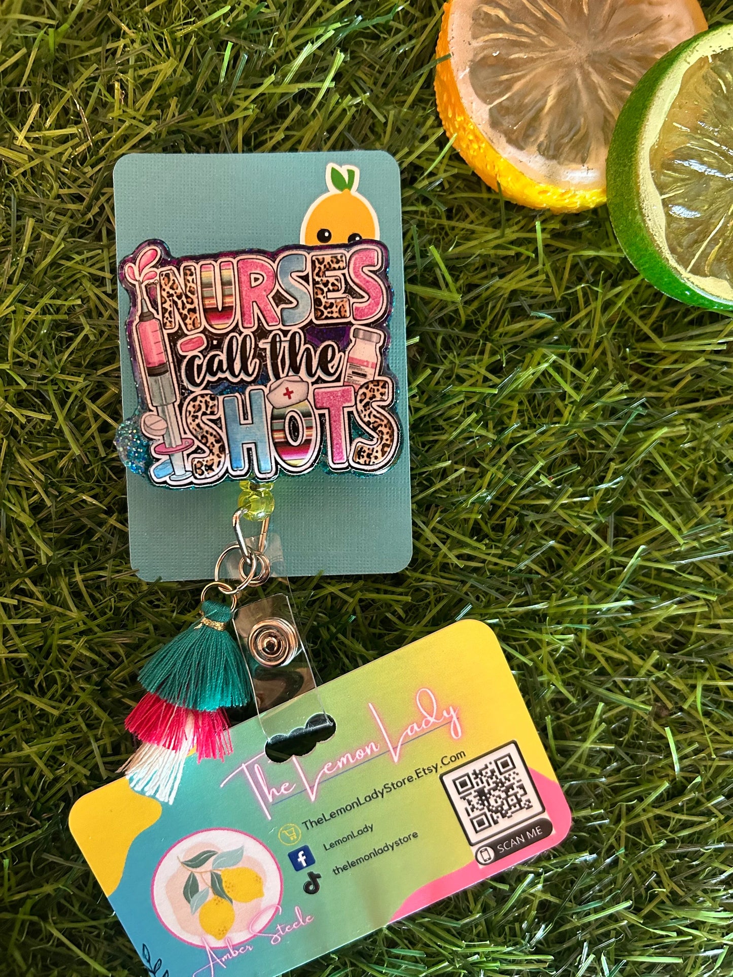 Nurses Call the Shots Badge Reel – Funny Nurse Badge, Cute Tassel ID Clip, RN/ER Gift Idea