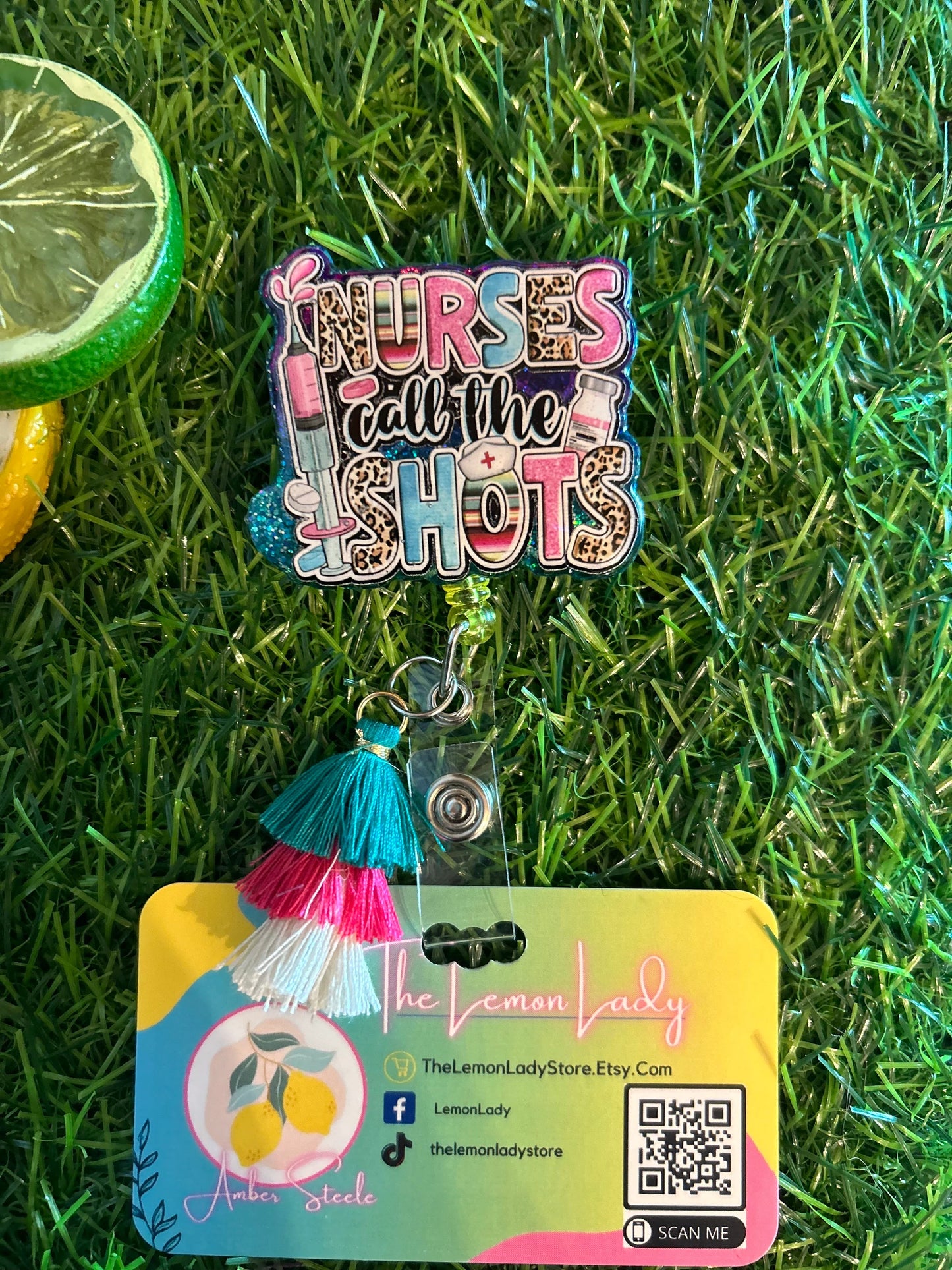 Nurses Call the Shots Badge Reel – Funny Nurse Badge, Cute Tassel ID Clip, RN/ER Gift Idea