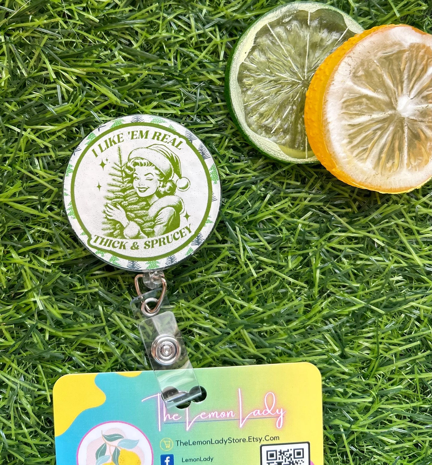 Funny Christmas Badge Reel – Thick and Sprucey Tree ID Clip – Snarky Nurse Holiday Badge – ER Nurse Christmas Gift – Cute Badge Holder