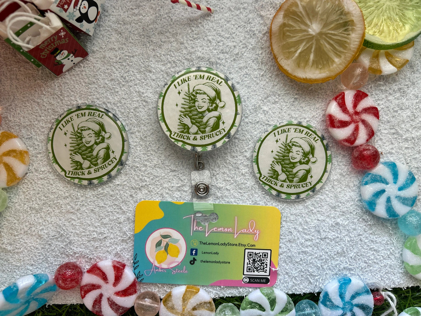 Funny Christmas Badge Reel – Thick and Sprucey Tree ID Clip – Snarky Nurse Holiday Badge – ER Nurse Christmas Gift – Cute Badge Holder