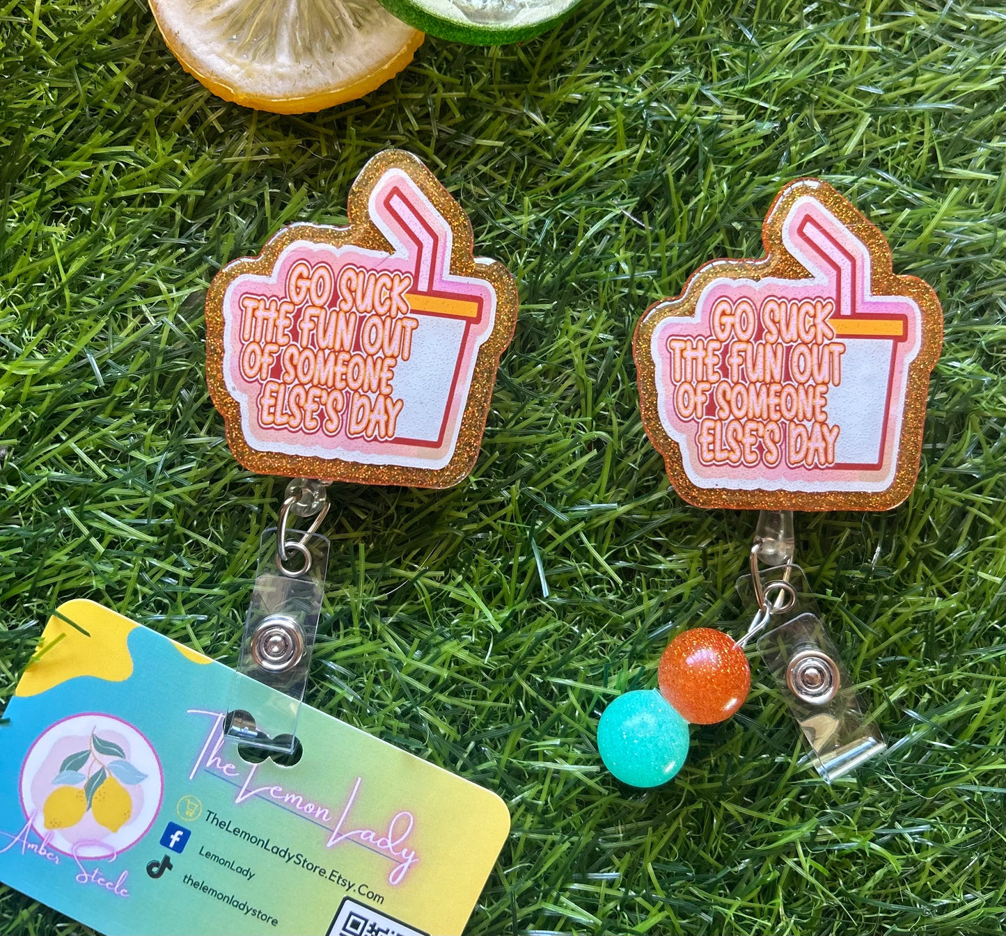 Funny Nurse Badge Reel – “Go Suck the Fun Out of Someone Else’s Day” Sarcastic ER RN Clip, Burnout Humor ID Holder