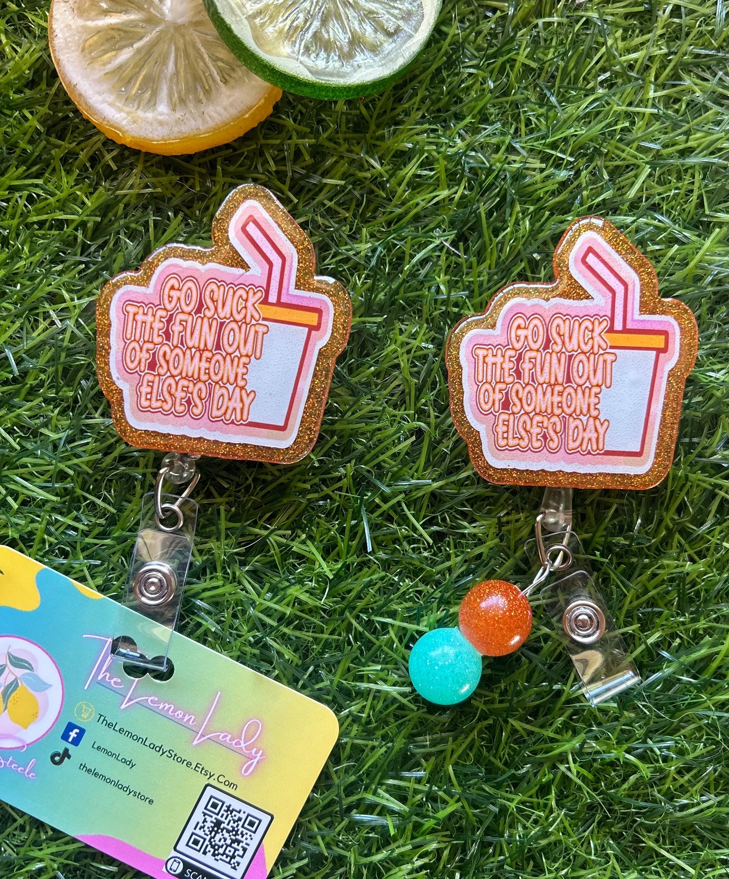 Funny Nurse Badge Reel – “Go Suck the Fun Out of Someone Else’s Day” Sarcastic ER RN Clip, Burnout Humor ID Holder