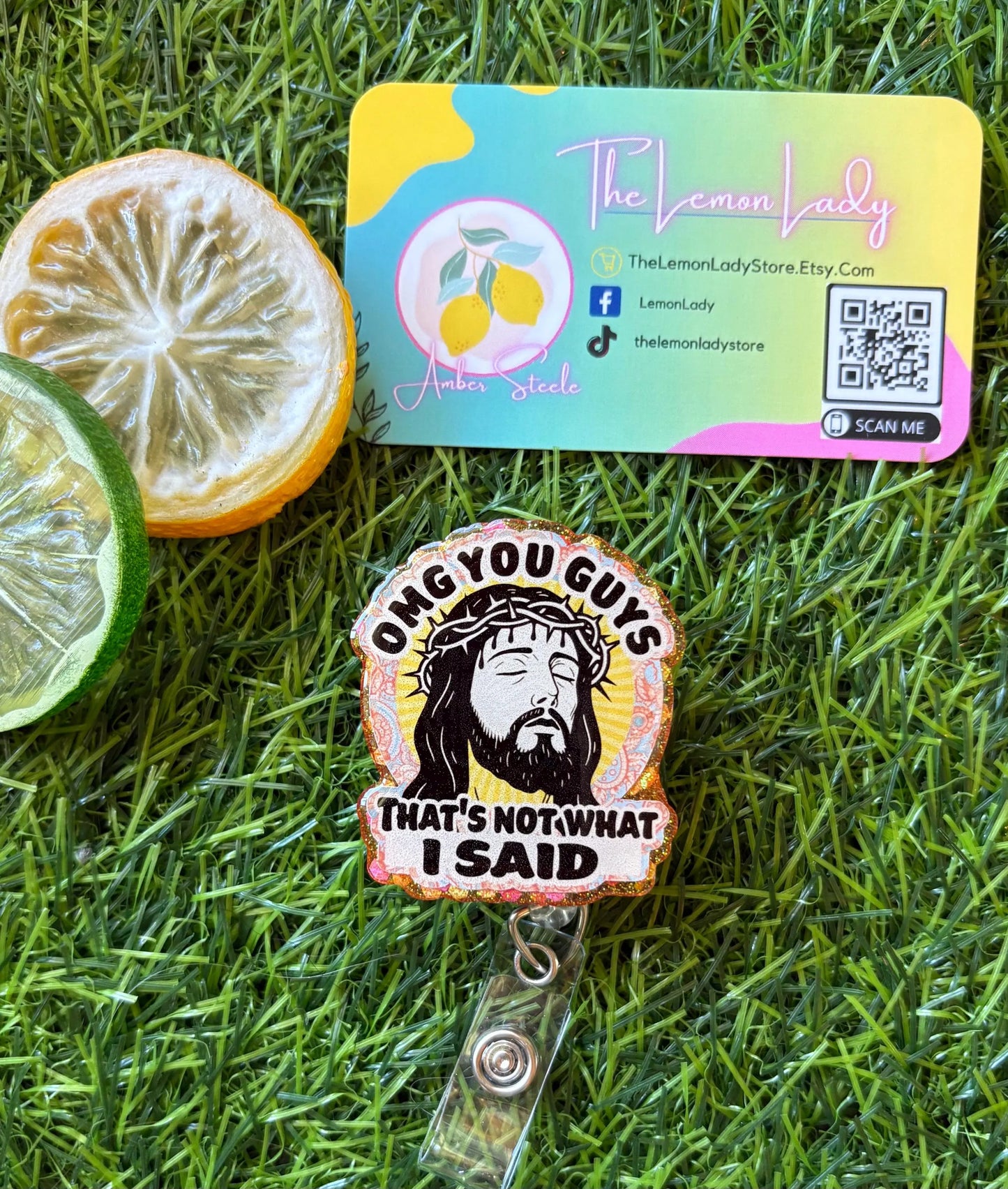 Funny Jesus Badge Reel – “OMG You Guys, That’s not What I Said” Clip, ER Nurse Badge, Religious Humor ID Holder
