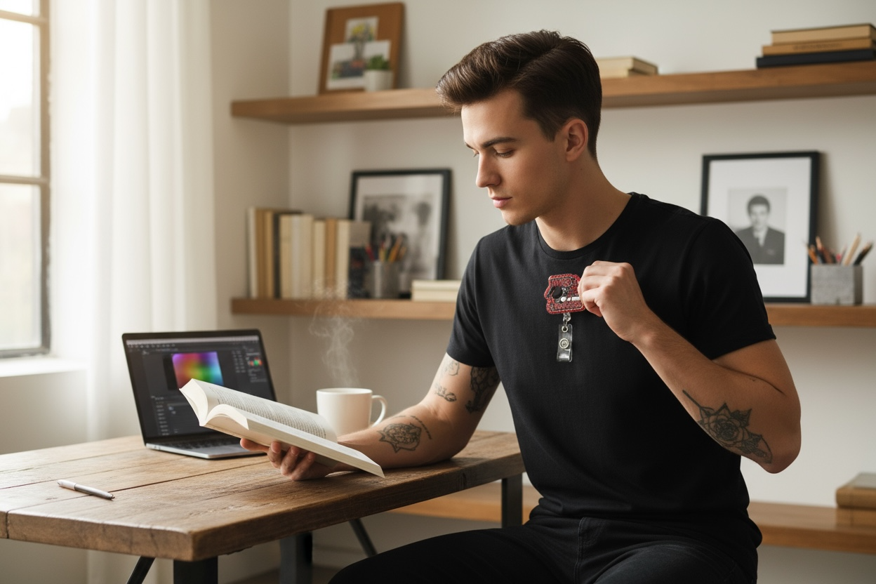 Inked & Educated Badge Reel – Retractable ID Holder for Tattooed Professionals