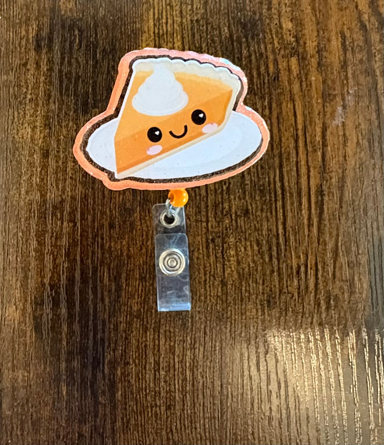 Cute Pumpkin Pie Badge Reel | Foodie Nurse Badge Holder | Fall & Thanksgiving Badge Clip
