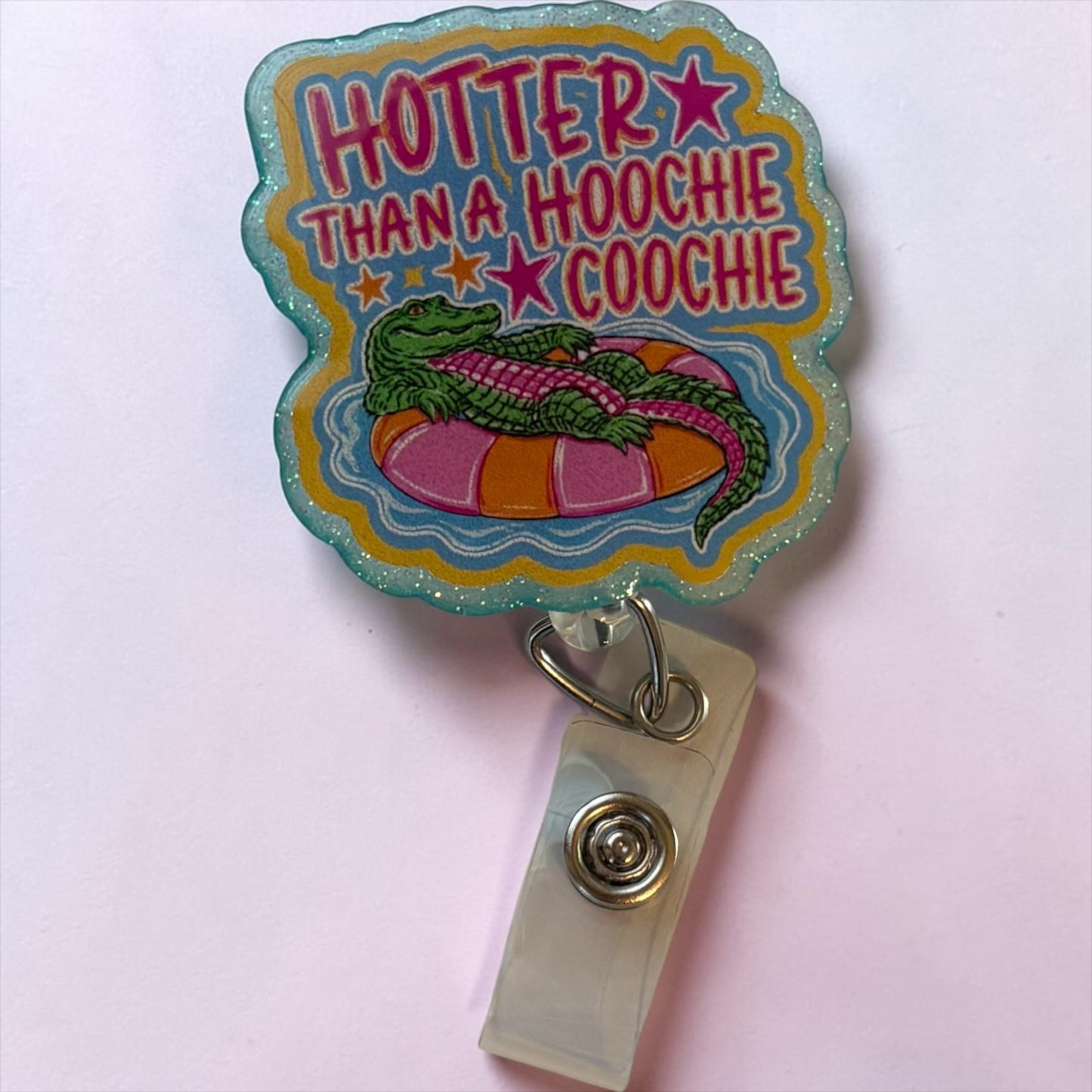 Hotter Than a Hoochie Coochie Alligator Badge Reel | Funny Southern Nurse Badge Holder