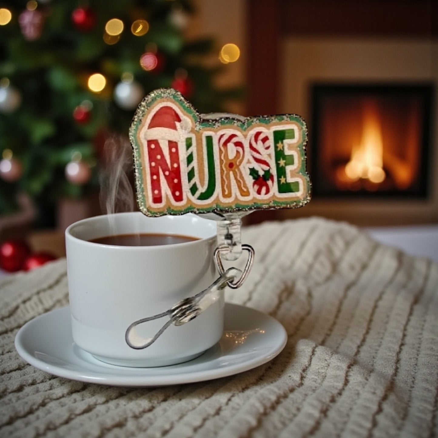 Christmas Nurse Badge Reel | Holiday Nurse ID Holder | Cute Medical Badge Reel for Scrubs, Teachers & Healthcare Workers