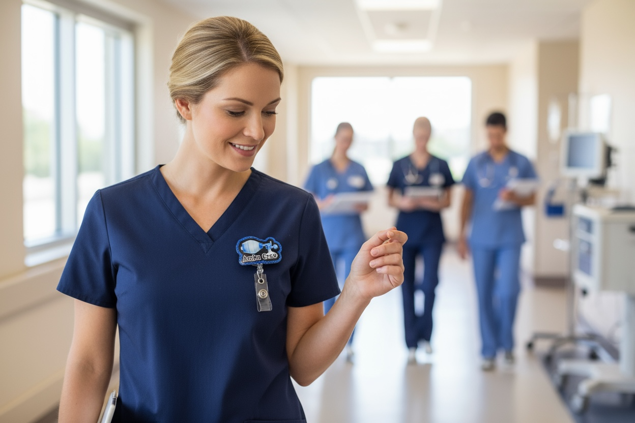 Ambu Crew Badge Reel – Respiratory Therapist Gift, ER Nurse ID Holder, ICU Badge Reel, Funny Medical Badge, Glitter Retractable Reel