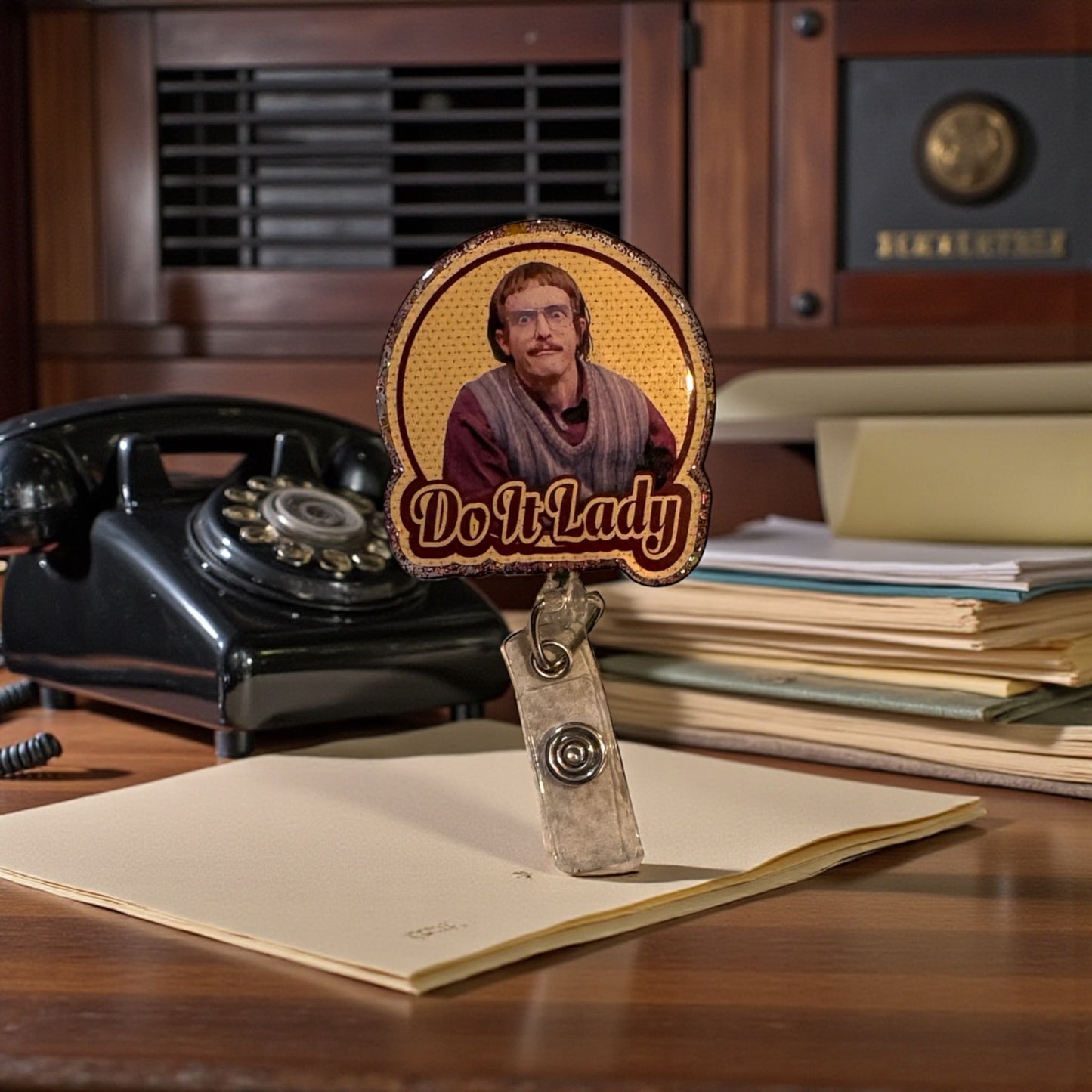 Do It Lady Funny Badge Reel | Motivational Office Badge Holder | Retractable ID Reel
