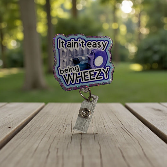 Respiratory Therapy Badge Reel – Funny Inhaler Badge Holder, RT Clip for Asthma Nurses, Wheezy Badge Reel, Respiratory Gift
