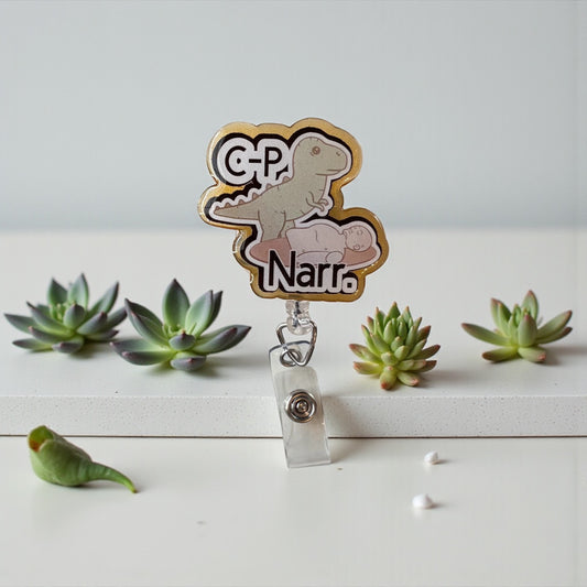 Funny Dinosaur Nurse Badge Reel – CPR Badge Reel for ER, ICU, or Medical Staff