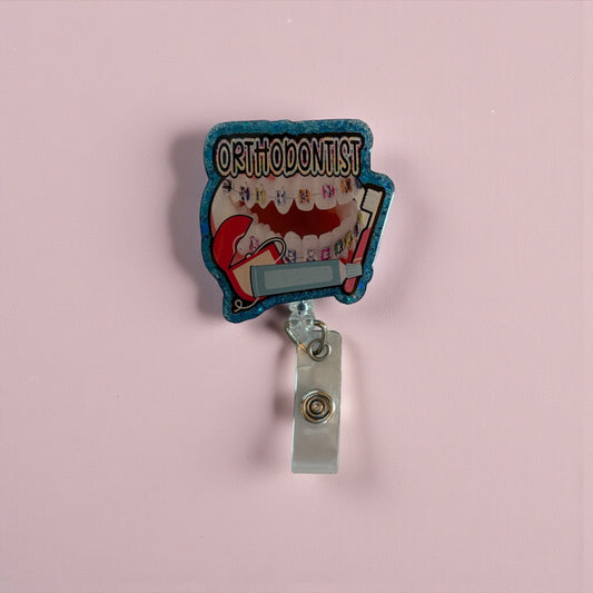 Orthodontist Badge Reel – Colorful Braces Dental ID Holder