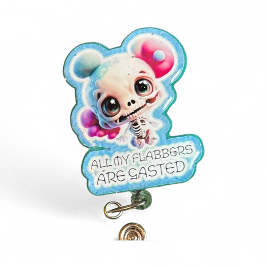 Funny Skeleton Badge Reel – ER Nurse Badge, “All My Flabbers Are Gasted” ID Clip, Medical Humor Reel (Copy)