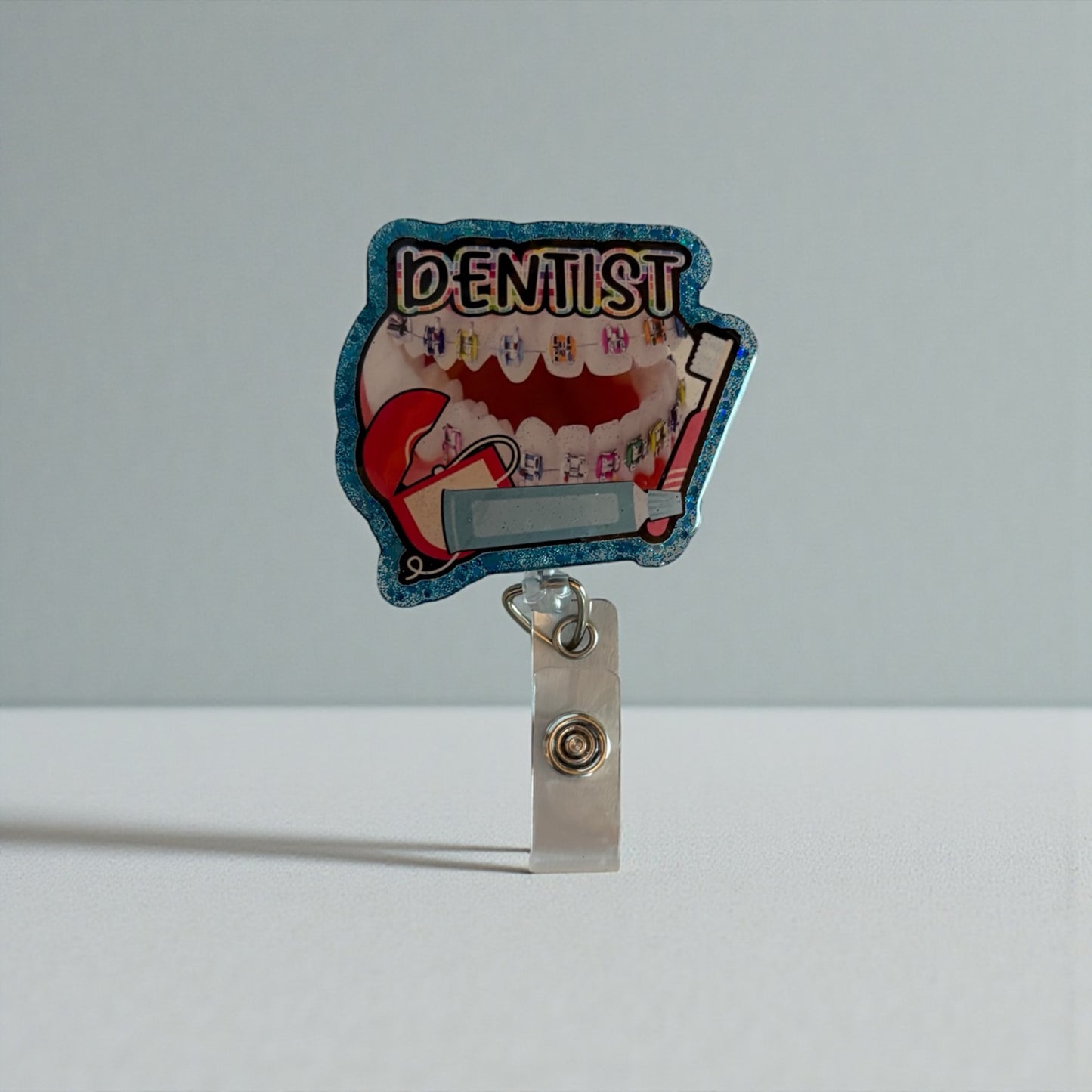 Dentist Badge Reel – Colorful Braces Dental ID Holder