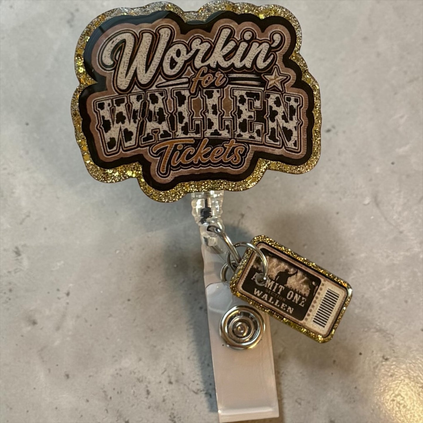 Workin’ for Wallen Tickets Badge Reel – Country Concert Inspired Retractable ID Holder