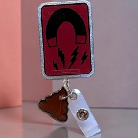 funny nurse badge reel, ER Nurse Badge Reel, Shit magnet badge reel, funny badge reel for nurse, retractable badge reel