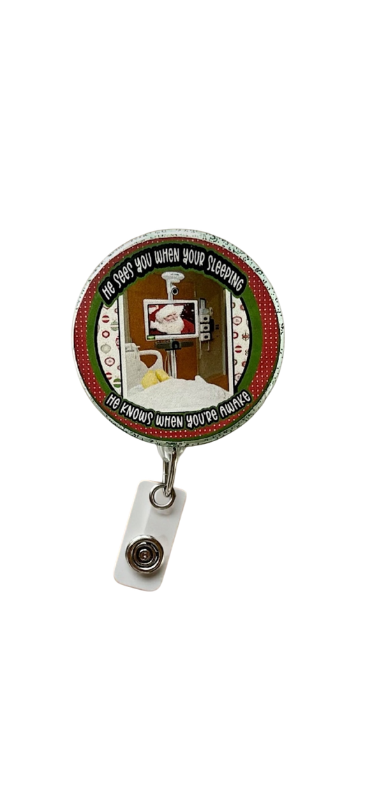 Funny Christmas Badge Reel- Med Sitter Badge Reel