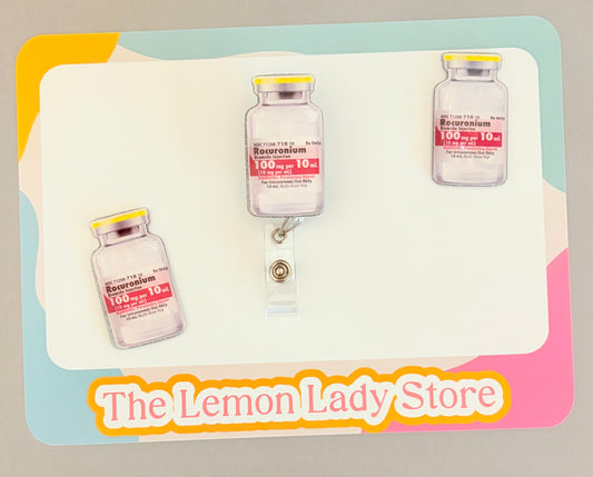 Rocuronium Badge Reel – ICU Nurse Badge Reel – Funny ER Badge Holder – Medication Vial Badge Clip – Critical Care Nurse Gift