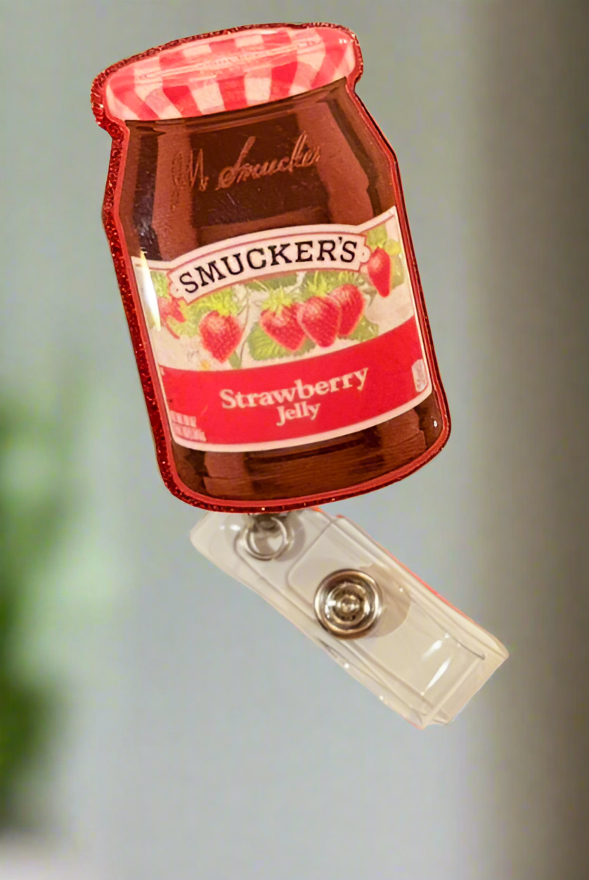 Strawberry Jelly Badge Reel – Funny Foodie ID Holder