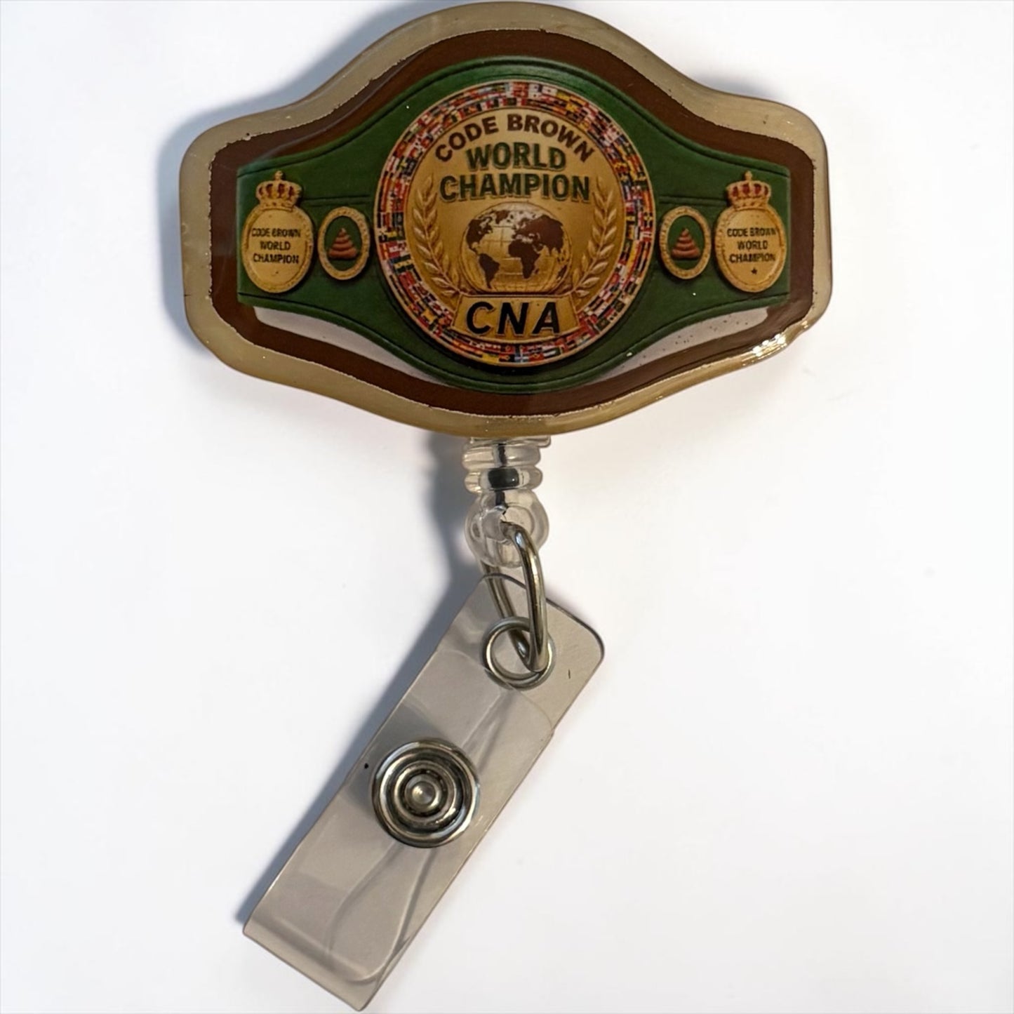 🏆 Code Brown World Champion CNA Badge Reel – Poop Trophy Championship Belt