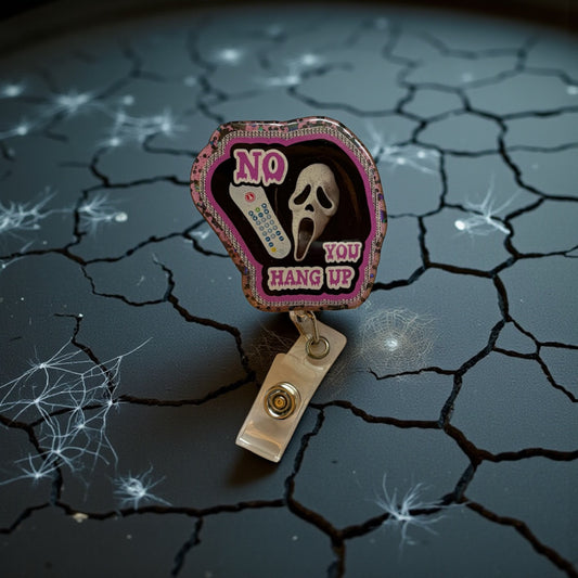 No You Hang Up – Retro Horror Phone Badge Reel