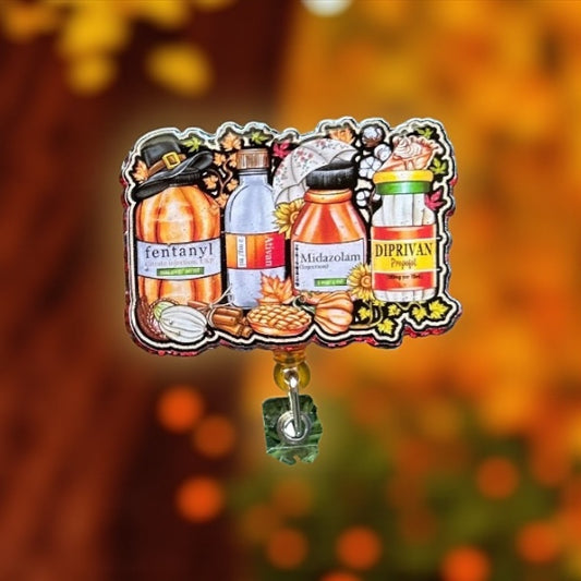 🍂 Fall Anesthesia Badge Reel – Pumpkin Spice Meds Edition 🎃