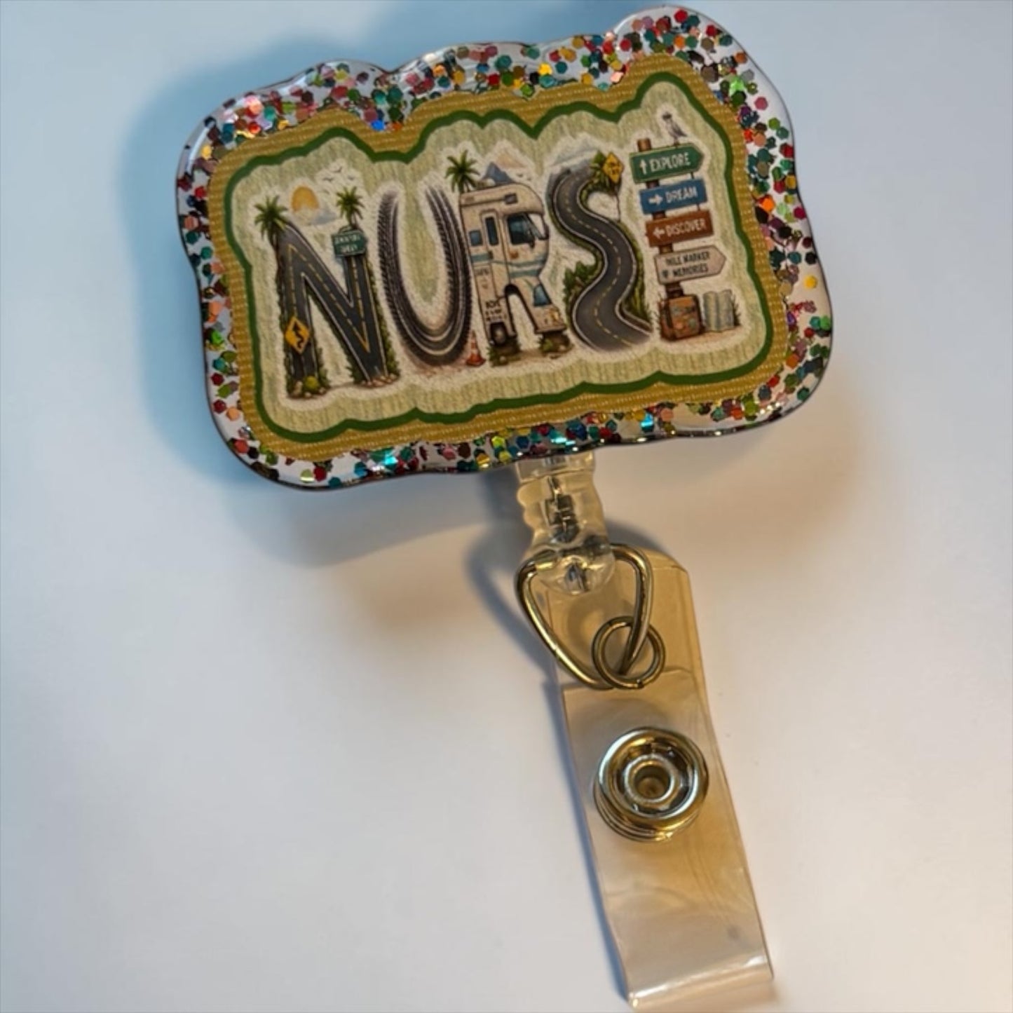 Travel Nurse Badge Reel – Adventure Nurse ID Holder – Wanderlust Healthcare Badge Clip – Cute Nurse Gift