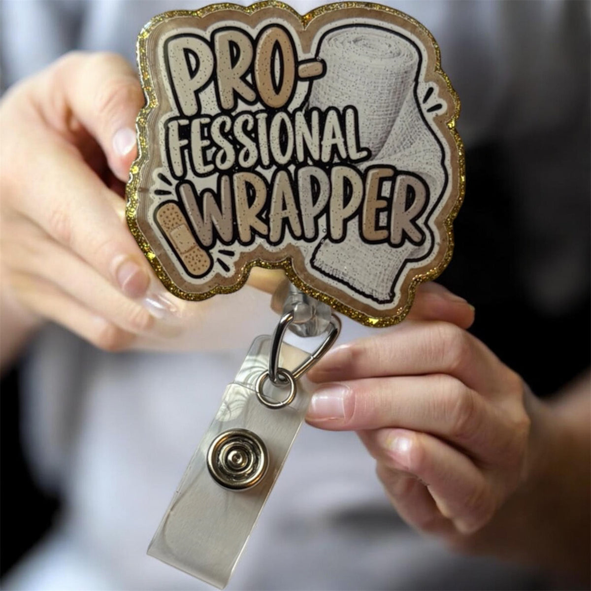 Professional Wrapper Badge Reel – Funny Wound Care Nurse Retractable ID Holder