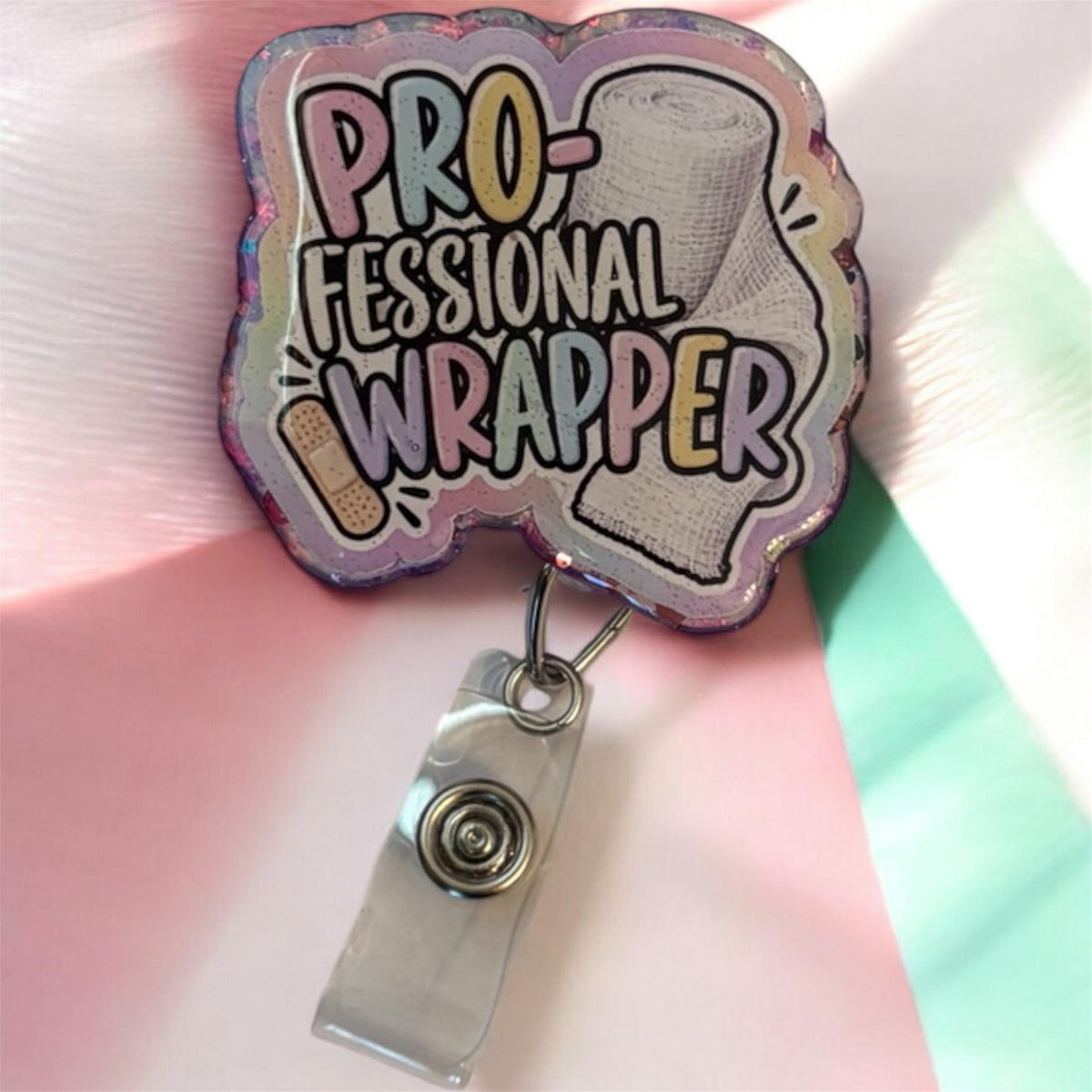 Professional Wrapper Badge Reel – Funny Wound Care Nurse Retractable ID Holder