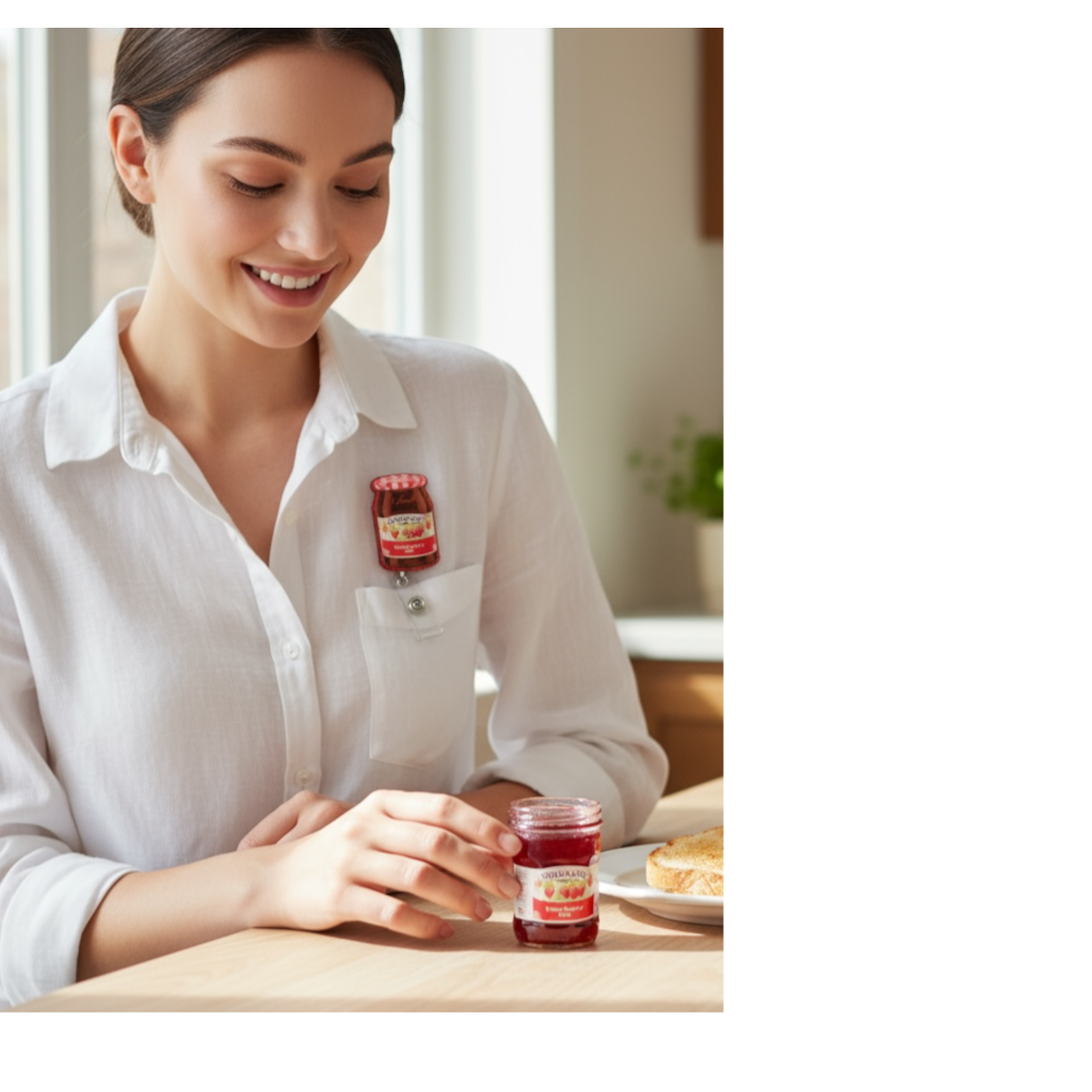 Strawberry Jelly Badge Reel – Funny Foodie ID Holder