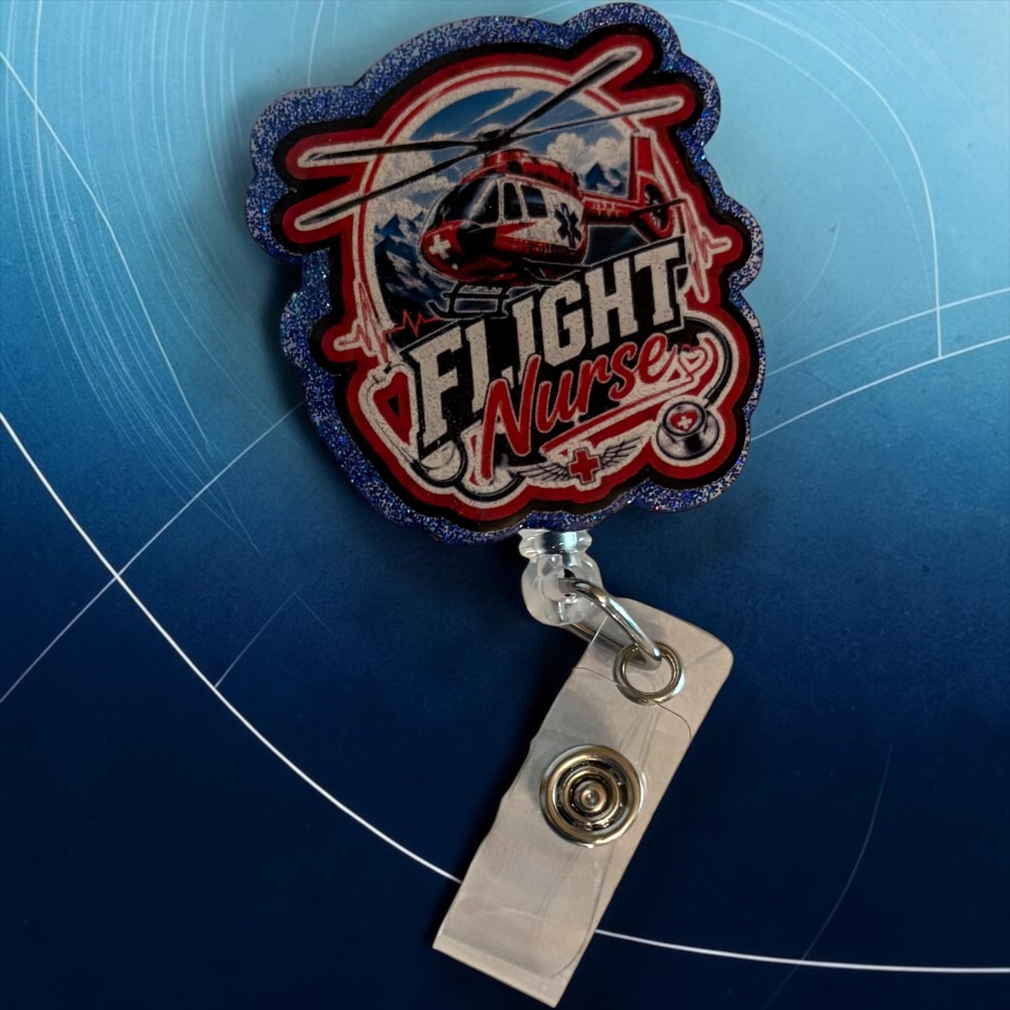 Flight Nurse Helicopter Badge Reel | ER, Trauma & Critical Care Nurse ID Holder
