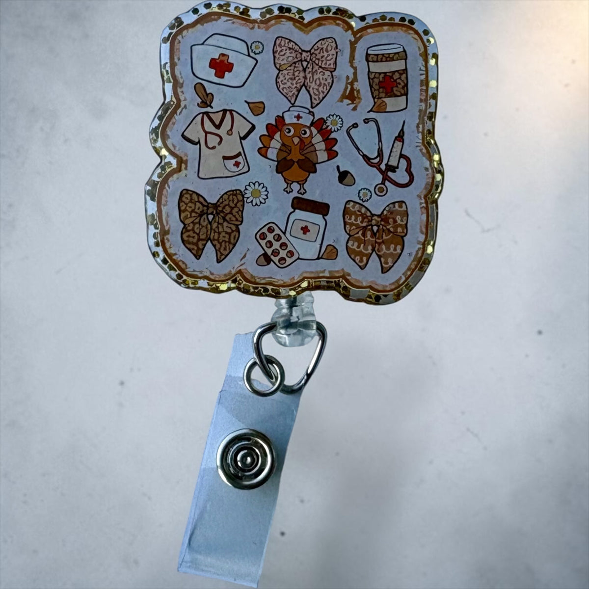 Fall Vibes Badge Reel – Autumn Leaf Butterfly ID Holder – Cute Seasonal Nurse Clip – Retractable Name Tag