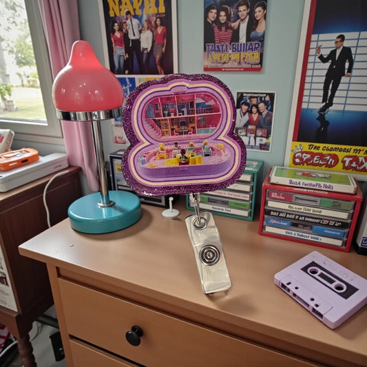 Polly Pocket Badge Reel | 90s Nostalgia Toy ID Clip | Cute Retro Badge Holder for Nurses, Teachers & 90s Kids