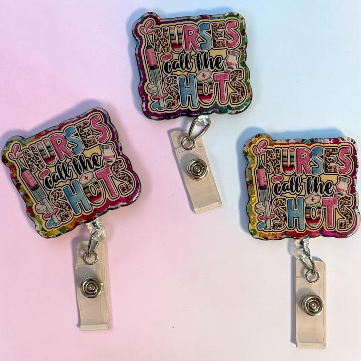 Nurses Call the Shots Badge Reel – Funny Nurse Badge, Cute Tassel ID Clip, RN/ER Gift Idea