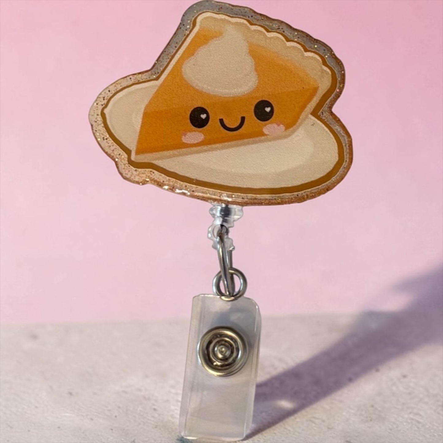 Cute Pumpkin Pie Badge Reel | Foodie Nurse Badge Holder | Fall & Thanksgiving Badge Clip