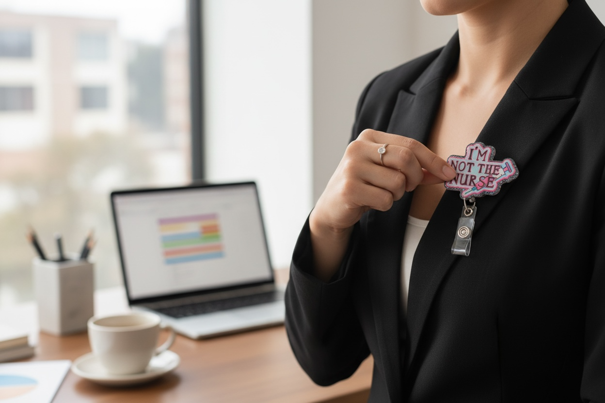 Funny “I’m Not the Nurse” Badge Reel – Medical Staff ID Clip – Hospital Humor – CNA MA Tech Badge – Healthcare Accessory Gift