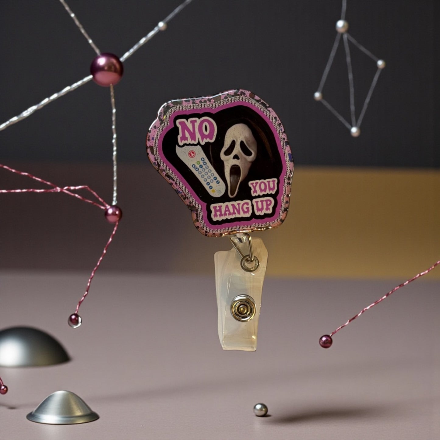 No You Hang Up – Retro Horror Phone Badge Reel