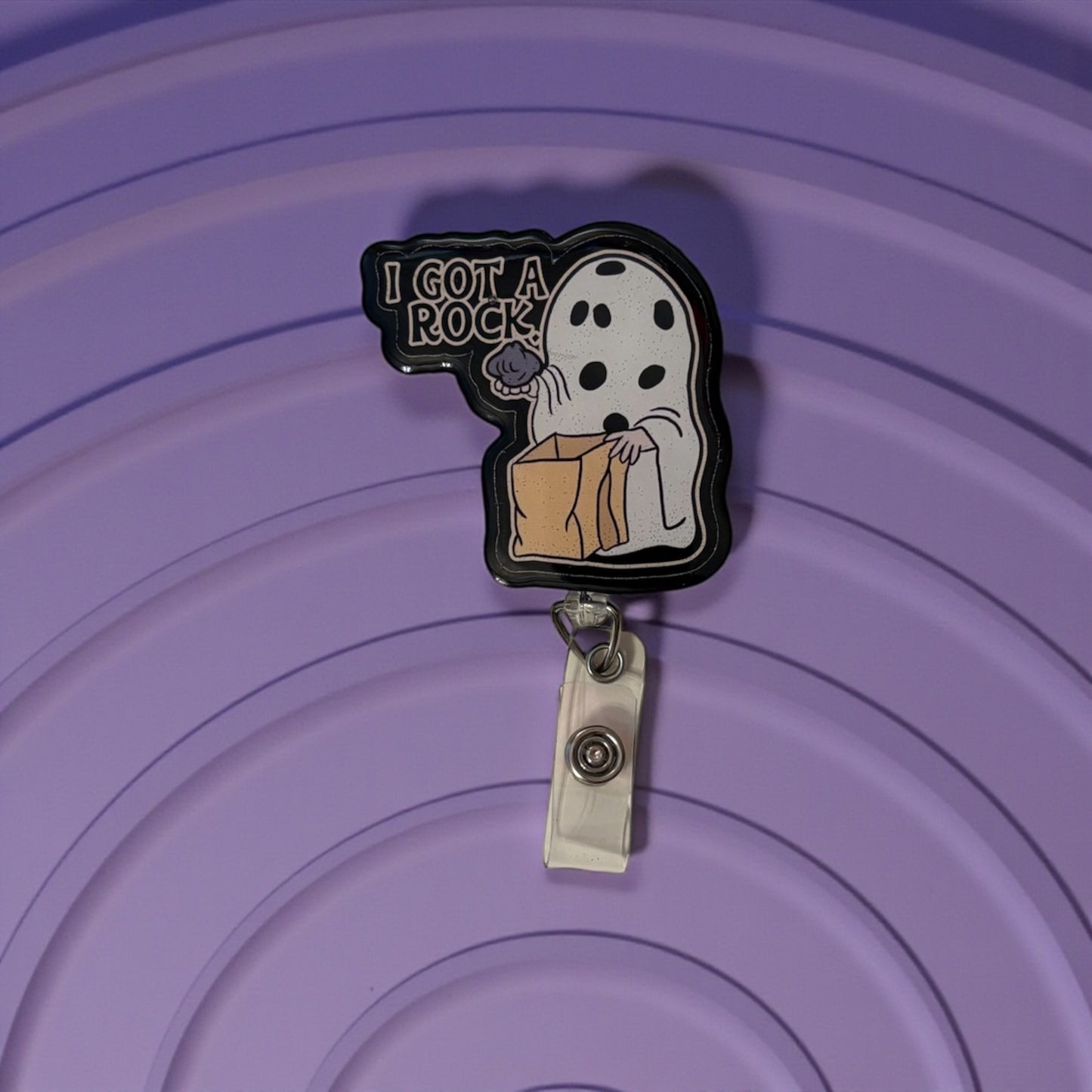 Rock Badge Reel, Funny Halloween Nurse ID Clip, Trick or Treat Ghost Badge Holder, Charlie Brown Fall Work Accessory