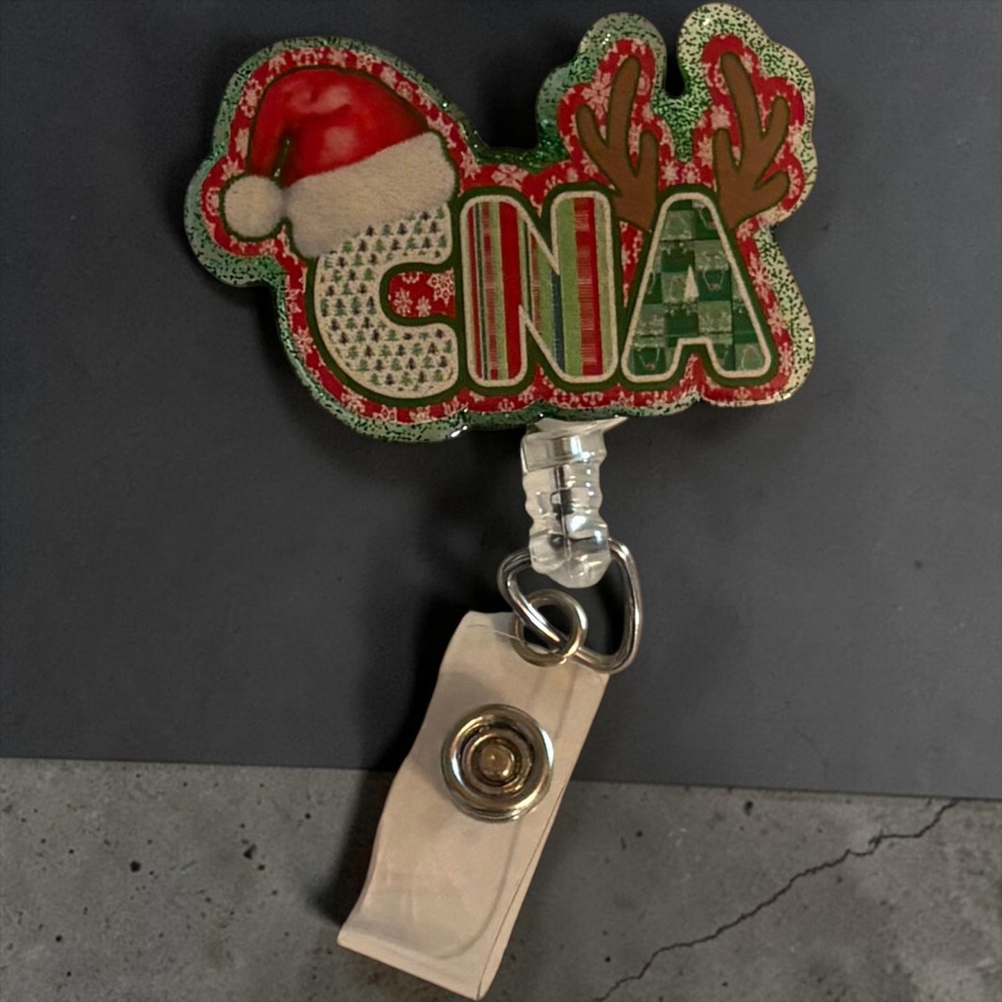 Christmas CNA Badge Reel – Festive Nurse Badge Holder – Holiday Healthcare ID Clip – Cute CNA Gift