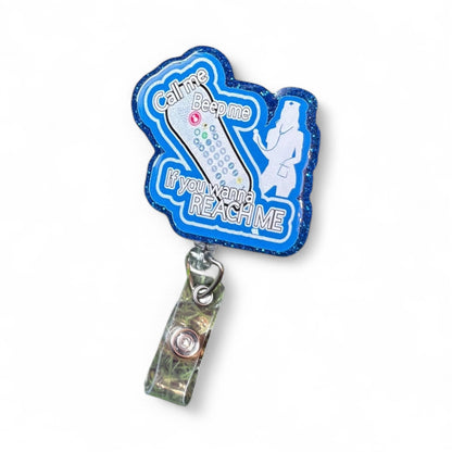 Funny Nurse Badge Reel - ER Nurse Gift - Call Me Code Blue - Cute Healthcare Worker ID Clip - Medical Badge Holder