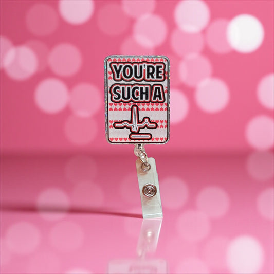 Funny Valentine’s Day EKG Retractable ID Holder