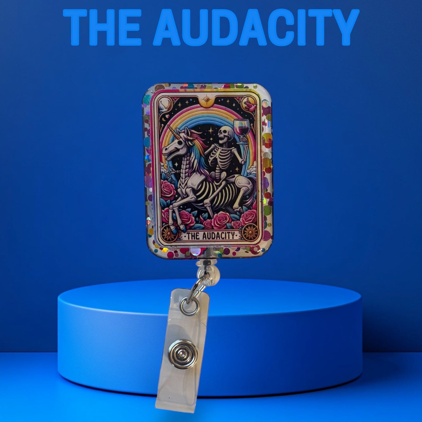 Funny Nurse Badge Reel – “The Audacity” Tarot Badge, Sarcastic Work ID Holder, Medical ID Badge for Healthcare Workers