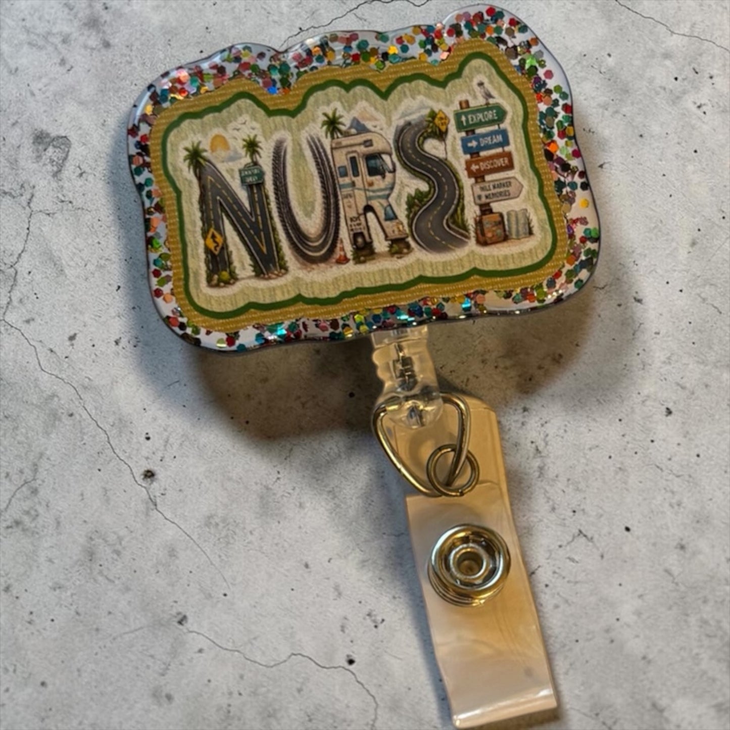 Travel Nurse Badge Reel – Adventure Nurse ID Holder – Wanderlust Healthcare Badge Clip – Cute Nurse Gift