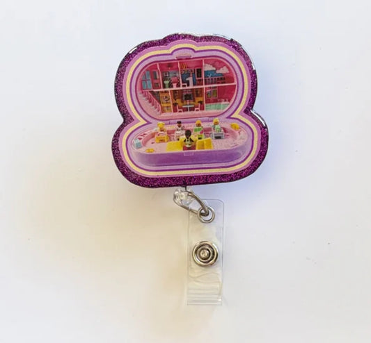 Polly Pocket Badge Reel | 90s Nostalgia Toy ID Clip | Cute Retro Badge Holder for Nurses, Teachers & 90s Kids